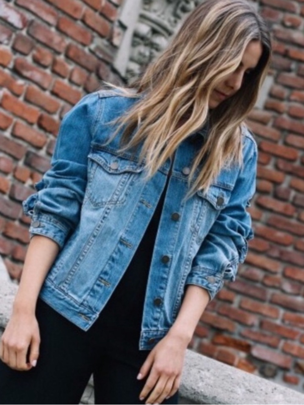 Avec Les Filles Indigo Ruffle Jean Jacket Large